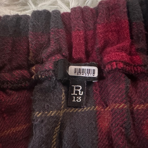 R13 Pieced Gathered Skirt In Od Red/beige/blue Plaid Size XS - Picture 8 of 12